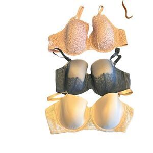 3 thirdlove 42C soft pink artisan lace blue eyelash lace graphic lace bras